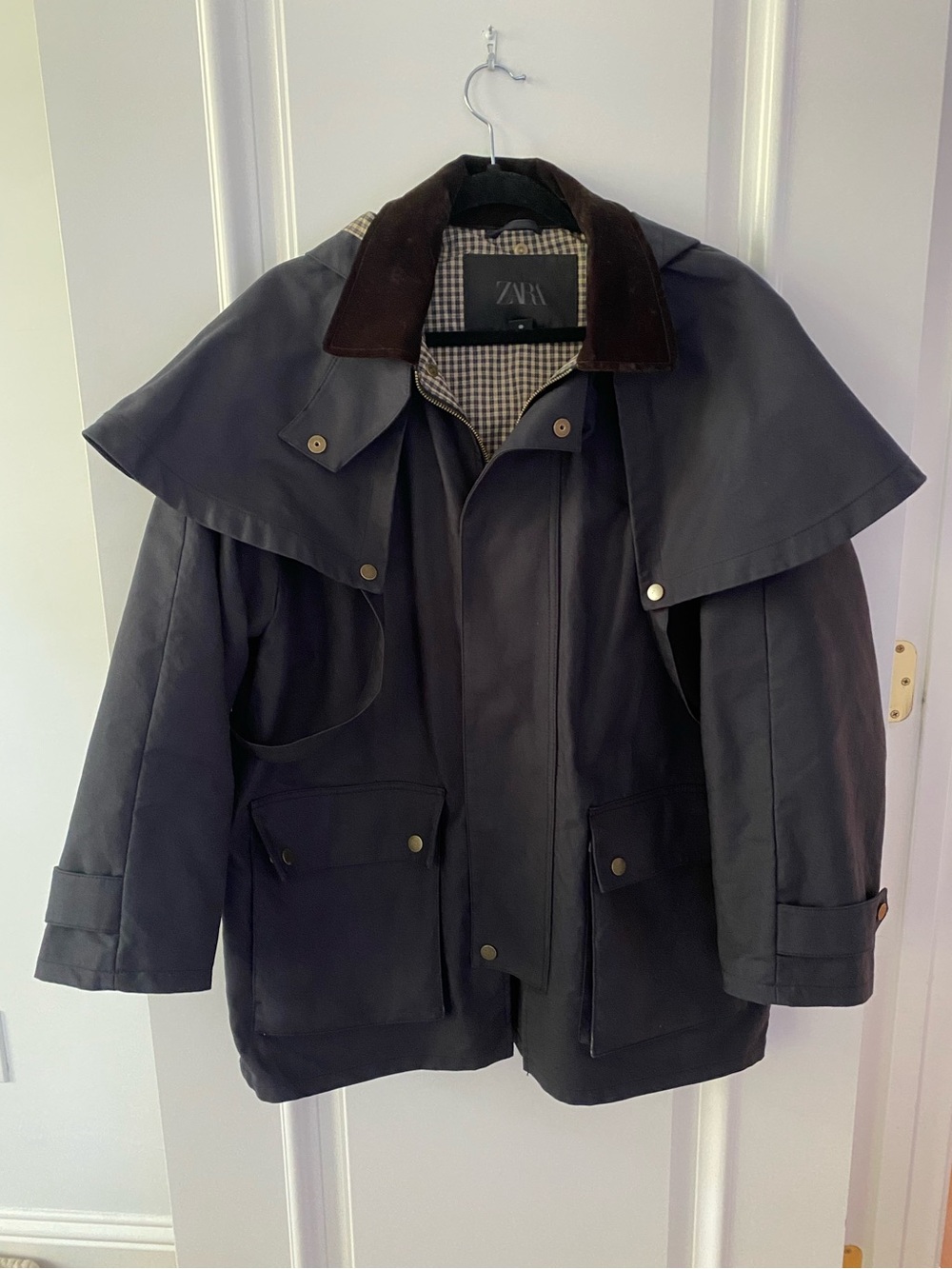 ZARA ZW Collection Viral Hooded Jacket Coat Trench Navy Size S SOLD OUT $179 - Picture 10 of 14